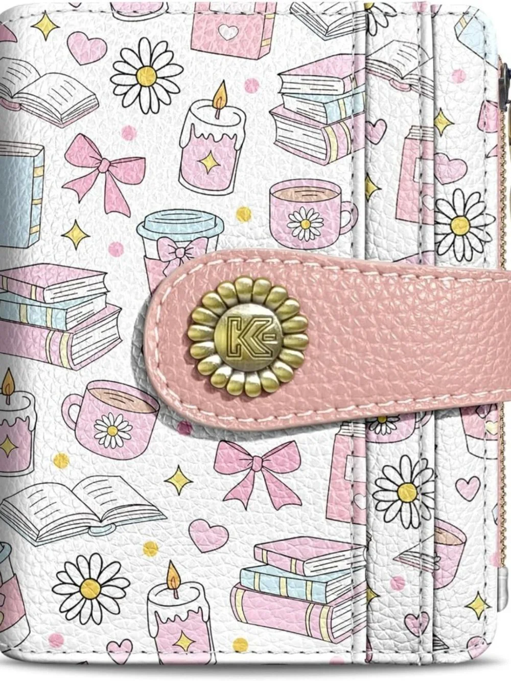 Chic RFID Wallet for Book Lovers | Compact Bifold Zipper Coin Pocket | 10 Card